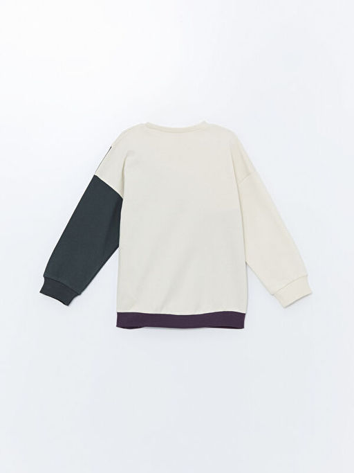 Bisiklet Yaka Bask?l? Erkek ?ocuk Sweatshirt