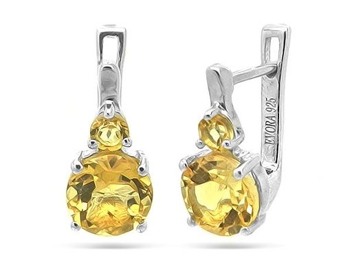 Серьги из серебра цитрин, Пиллон