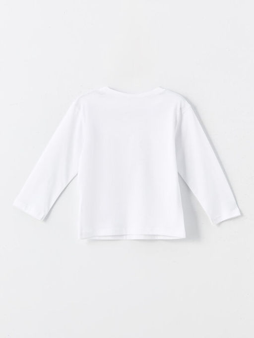 Bisiklet Yaka Uzun Kollu Bask?l? K?z Bebek Ti??rt - Waikiki фото 2