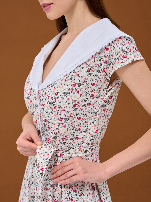 Платье с большим воротником белое OD-720-5 - Tantino фото 8