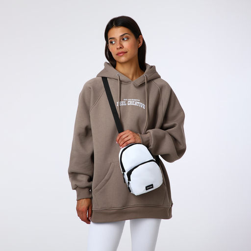 Сумка-слинг на молнии TEXTURA, наружный карман, белая