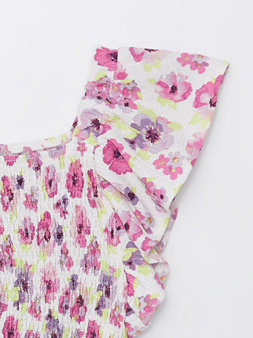 Kare Yaka ?i?ekli K?sa Kollu K?z ?ocuk Ti??rt - Waikiki фото 2