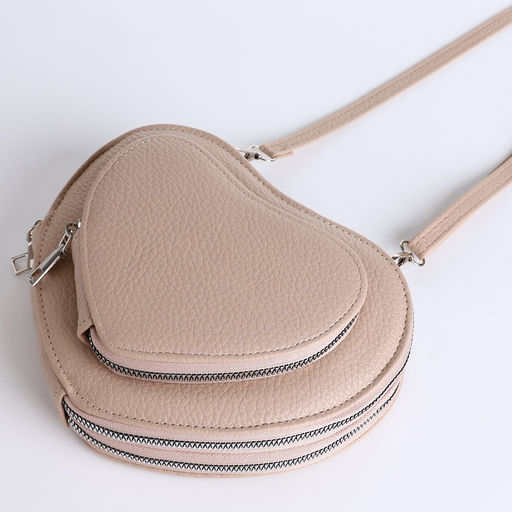 Сумка женская кросс-боди на молнии, в форме сердца, 20×5×16 см, бежевая