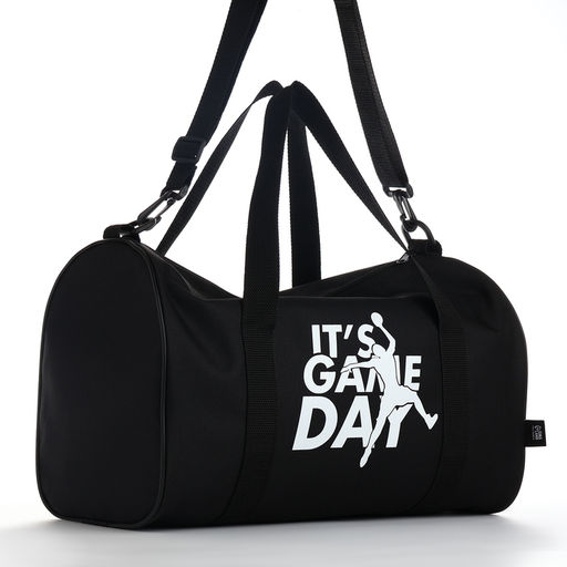 Сумка спортивная на молнии TEXTURA, с подкладкой, с длинным ремнём, маленький размер, чёрная