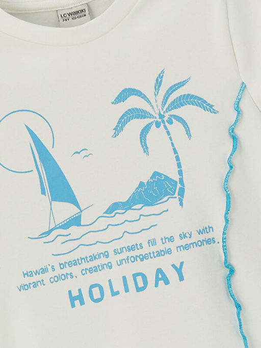 Bisiklet Yaka K?z ?ocuk Crop Ti??rt