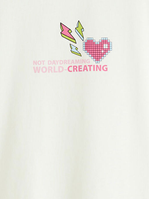 Bisiklet Yaka Bask?l? K?z ?ocuk Ti??rt 2li