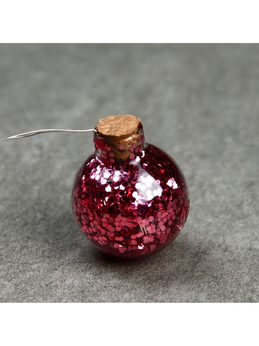 Гирлянда Нить 1.6 м с насадками Шарики с розовым конфетти, IP20, серебристая нить, 15 LED, от батареек АА?2, свечение тёплое белое - Luazon lighting фото 7