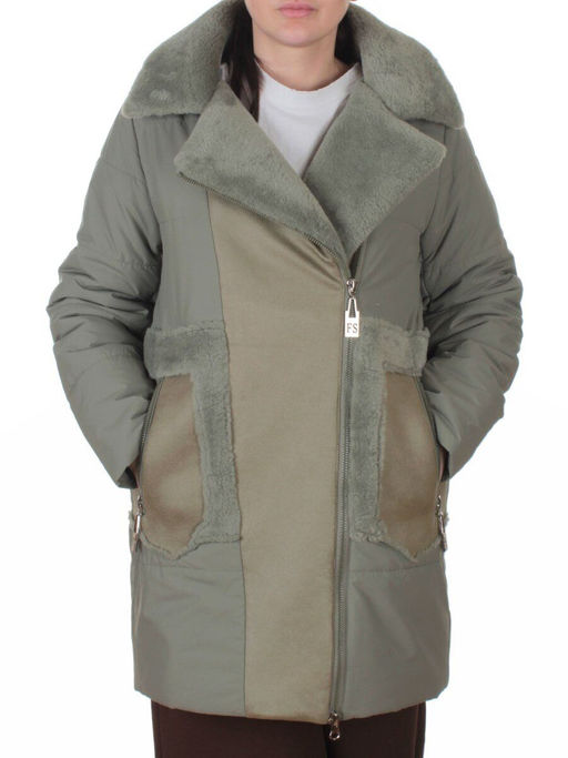 8088 GREEN Куртка зимняя женская (верблюжья шерсть, 120 гр. холлофайбер)