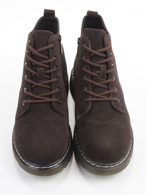 M15-35 BROWN Ботинки зимние женские (натуральная замша, натуральный мех)