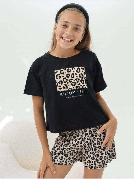 Пижама "Леопард" детская девочка с шортами