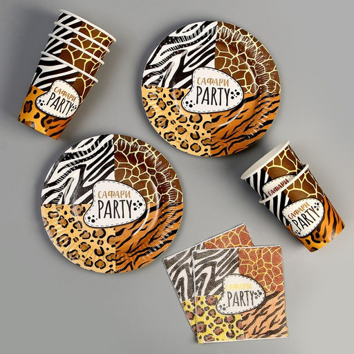 Набор посуды Сафари Party: салфетки 20 шт., стаканы 6 шт., тарелки 6 шт. - Страна карнавалия фото 5