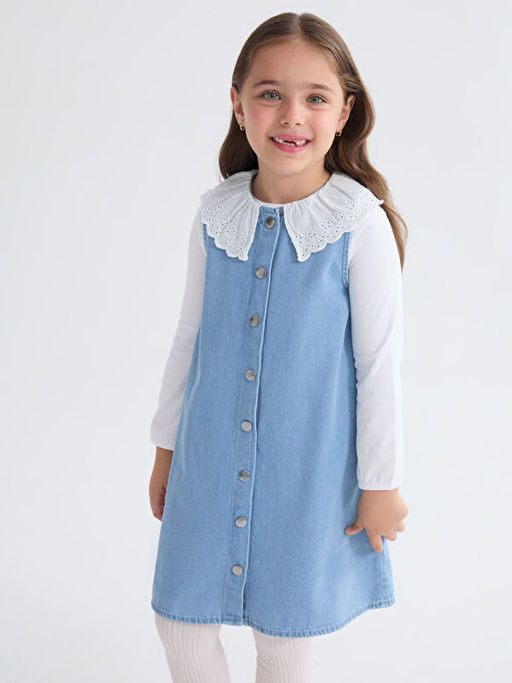 Bebe Yaka K?z ?ocuk Jean Elbise