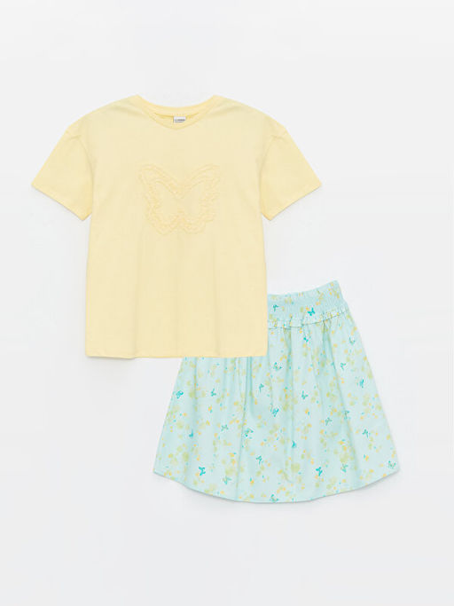 Bisiklet Yaka K?z ?ocuk Ti??rt ve Etek