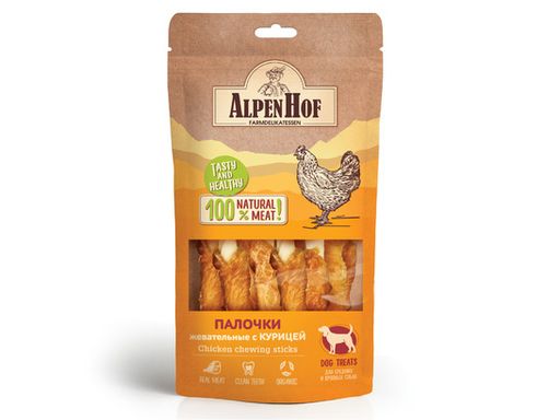 Альпенхоф д/с средних и крупных пород Жевательные палочки с курицей 80г, A530, Неотерика, 20шт.упак.