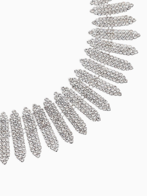 Набор 2 пред-а: серьги, колье со стразами "Лёд" лепестки. d=13,5см, цвет белый в серебре