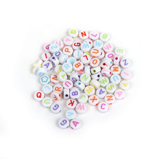 Бусины с английскими буквами ассорти арт. M4H-B004 уп. 40г (300 10 шт)