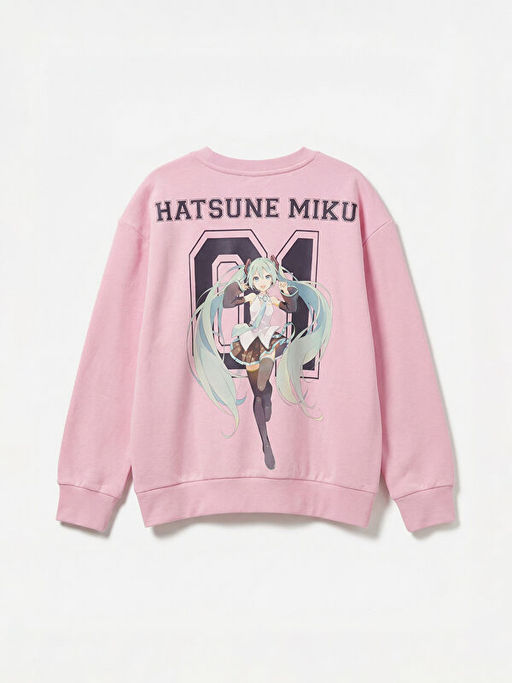 Bisiklet Yaka Hatsune Miku Bask?l? K?z ?ocuk Kal?n Sweatshirt