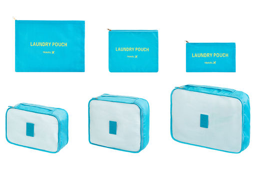 Набор 6 дорожных органайзеров Голубой (3 органайзера и 3 косметички) - El casa фото 3