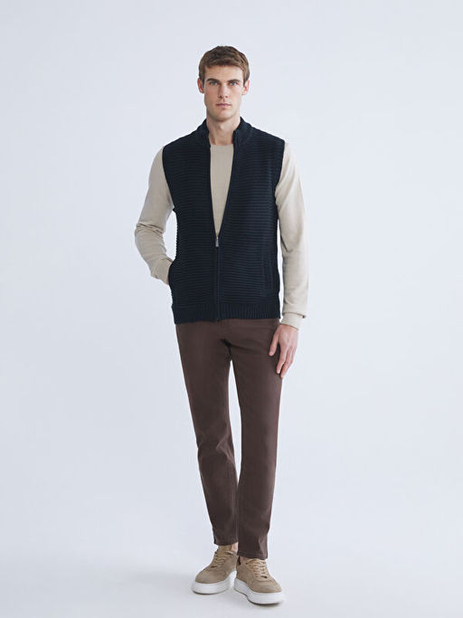 Standart Kal?p Dik Yaka Erkek Triko Yelek