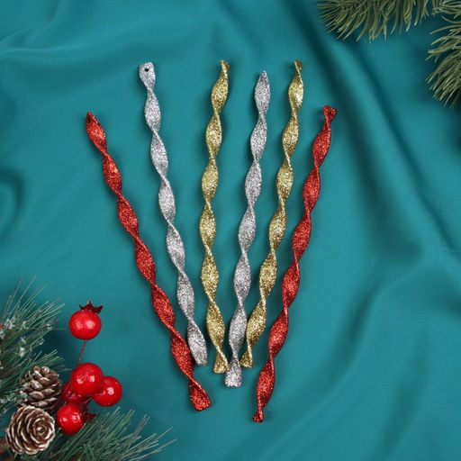 Цена за 2 шт. Ёлочные игрушки набор 6 шт. Сосулька витая грация 16.51 см, МИКС