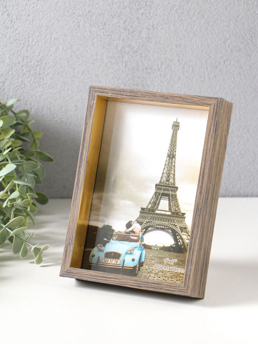 Фоторамка пластик 13х18 см "Ламберто" бежево-чёрный с золотом 19х14х3,5 см