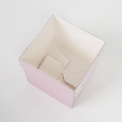 Цена за 2 шт. Коробка для цветов с PVC крышкой, розовая, упаковка подарочная, 12×12×12 см
