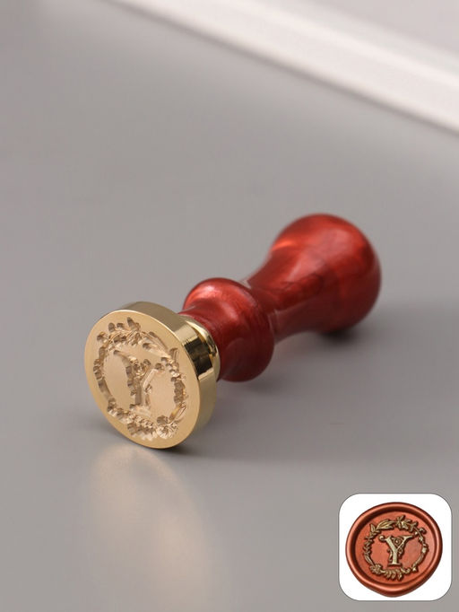 Печать для сургуча с пластиковой ручкой «Венок с буквой Y», 2.5×2.5×6.3 см