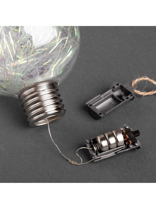 Набор ёлочных шаров Мишура цветная тёплая, 3 шт, d=8 см, 5 LED, от батареек, свечение белое - Luazon lighting фото 11