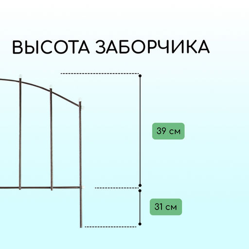 Ограждение декоративное, 67×410 см, 5 секций, металл, бронзовое, «Вертикаль»