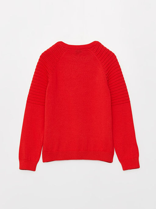 Bisiklet Yaka Bask?l? Uzun Kollu Erkek ?ocuk Triko Kazak