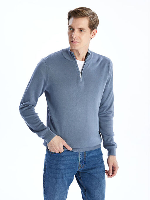 Dik Yaka Uzun Kollu Erkek Triko Kazak