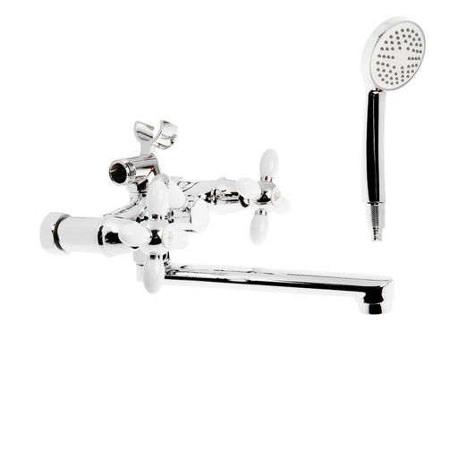 Смеситель для ванны Accoona A6482G, двухвентильный, белый/хром