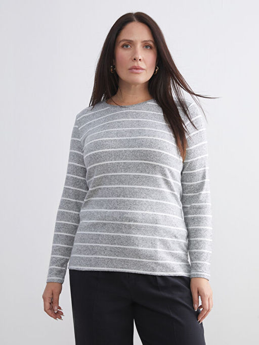 Bisiklet Yaka ?izgili Kad?n Ti??rt