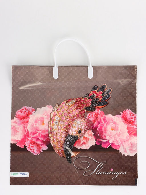 Цена за 5 шт. Пакет "Розовый фламинго, полиэтиленовый, пластиковая ручка 37х35 см 90 мкм 1095891