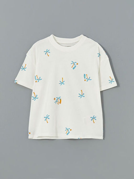 Bisiklet Yaka Desenli Penye Erkek Bebek Ti??rt