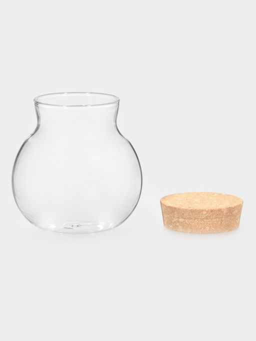 Банка для сыпучих продуктов Доляна «Бабл», 550 мл, 10.5×11 см, с пробковой крышкой, стекло, прозрачная