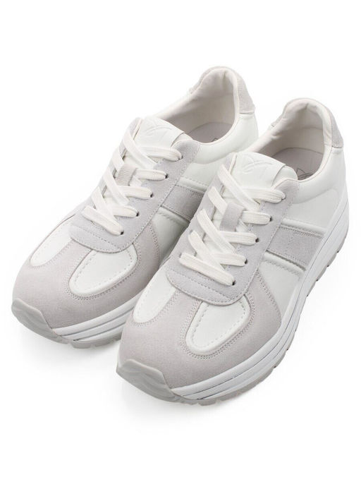 03-A1020-9 WHITE/GRAY Кроссовки женские (натуральная кожа, натуральная замша)
