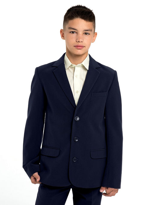 Синий школьный пиджак для мальчика Инфанта, модель 0507M