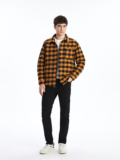 Regular Fit Uzun Kollu Ekose Erkek G?mlek Ceket