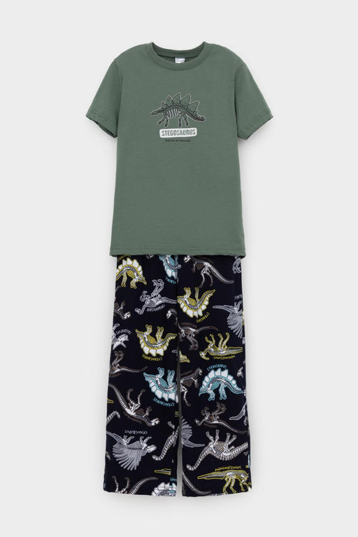 К 1599/зеленый мох,цветные динозавры пижама дет