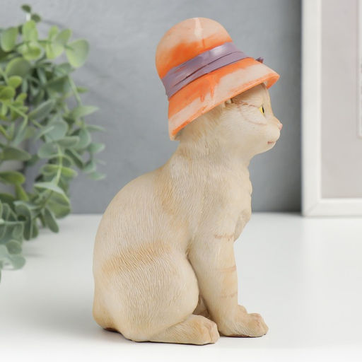 Фигурка полистоун «Кошечка в дамской шляпке», 16.5×7.5×10 см