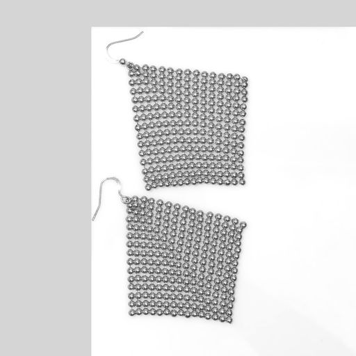 Серьги Диско кольчуга объемная, цвет серебро, 8см - Queen fair фото 2