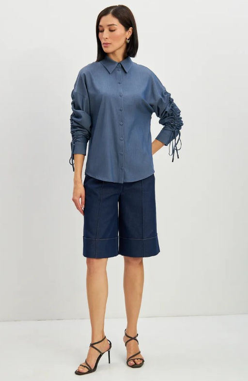 Блузка тонкая джинса OD-858-4 темный джинс OD-858-4 - Tantino фото 16