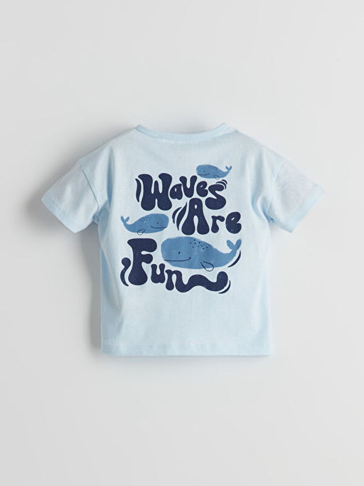 Bisiklet Yaka Bask?l? Erkek Bebek Ti??rt