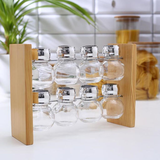 Набор для специй на подставке «Эко», 8 предметов: 100 мл, стекло