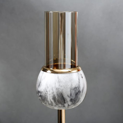 Металлический подсвечник на 1 свечу «Серый мрамор», 30×8×8 см