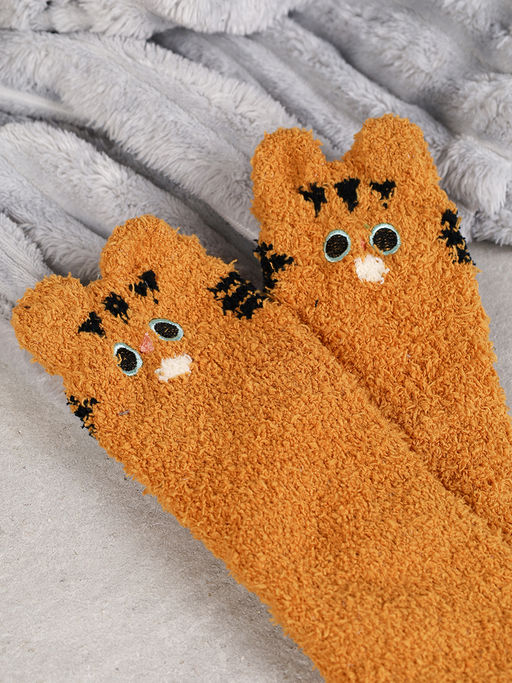 Носки женские флисовые р. 35-40 Лапки новогодний № 1 / MNZ-19/1 /