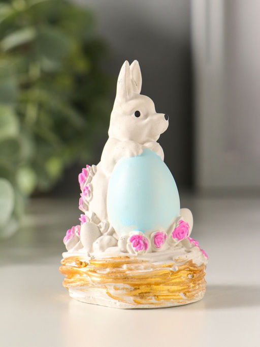 Фигурка гипс Заяц с яйцом пасхальный, 8?4 см