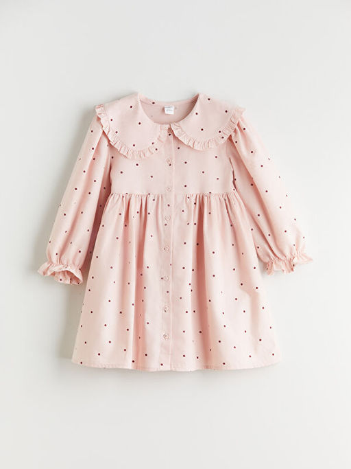 Bebe Yaka Puantiyeli K?z ?ocuk Elbise