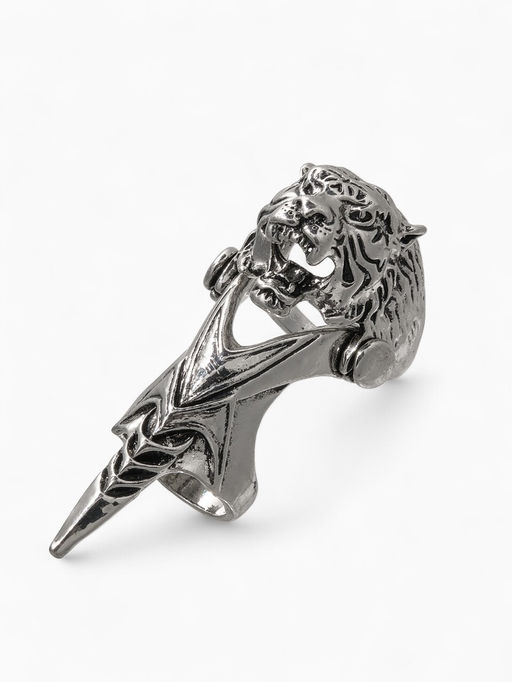 Кольцо Коготь тигр, цвет чернёное серебро, 20 размер